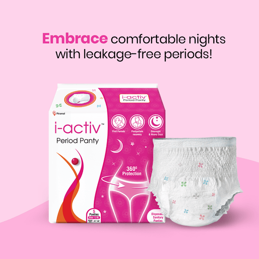 i activ Period Panties for Women | Disposable Period Panties for Women Leak Proof | Maternity Pads for Heavy Flow Periods | Overnight 360 Degree Protection | Size - 31" to 48"