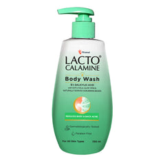 Lacto Calamine Body Wash With 1% Salicylic Acid | 250ml | For Body Acne, Back Acne, Rough & Bumpy Skin | Paraben Free | Shower Gel For Men & Women