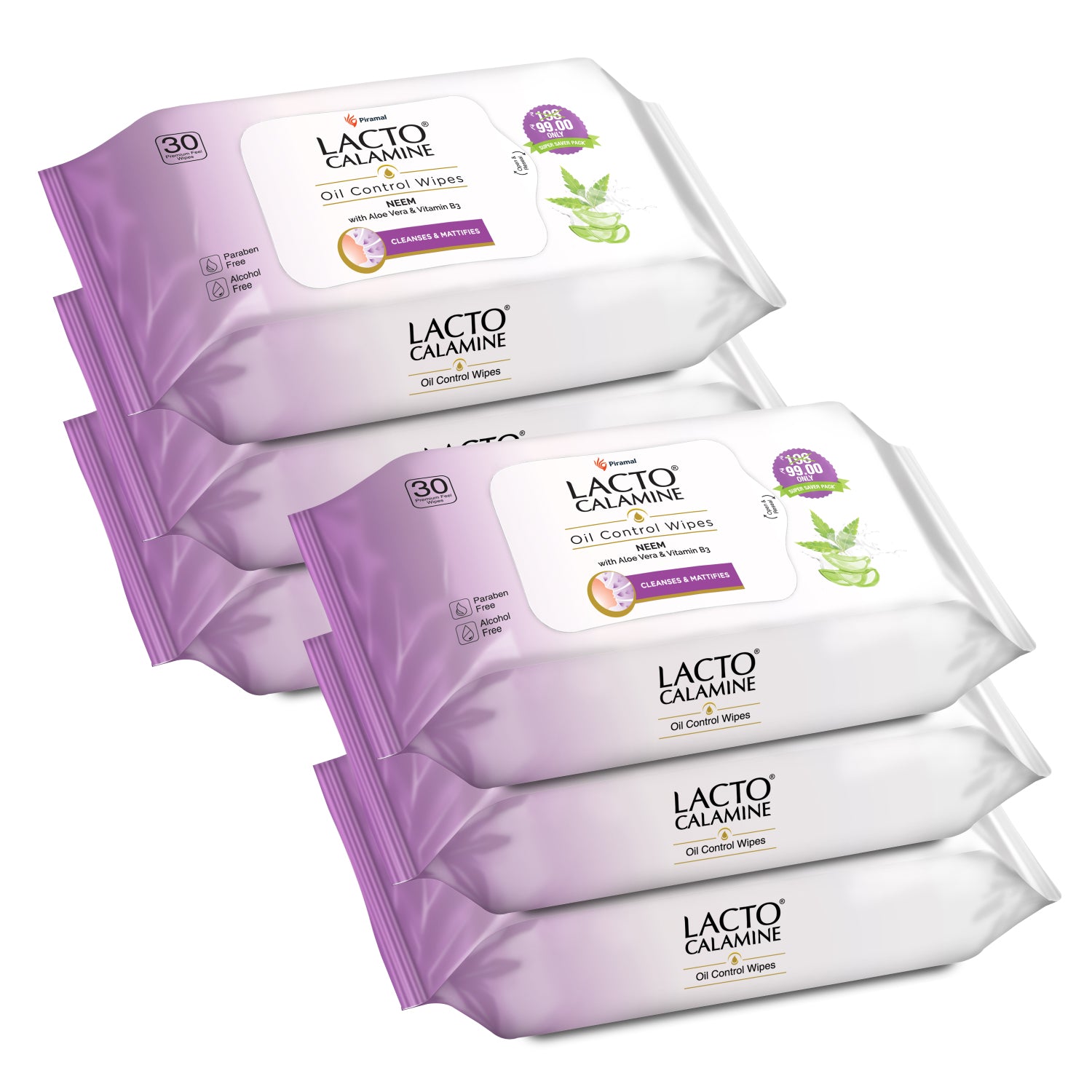 Lacto Oil Control wipes pack of 6