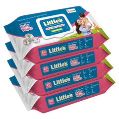 Little's Soft Cleansing Baby Wipes Lid Pack | Contains Aloe Vera & Jojoba Oil -80 Wipes