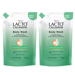 Lacto Calamine  1% Salicylic Acid Body Wash | Pouch Pack | With Cica, Aloe Vera, Turmeric & Naturally Derived Scrubbing Beads |Reduce Stubborn Body Acne | For Women|