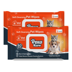 PawKare Pet Wipes for Dogs & Cats | Vet Recommended Grooming Wipes | Alcohol-Free Wet Wipes for Cats & Dogs | Pets Dry Bathing, Paw Cleaning | Aloe Vera, Jojoba Oil, Vitamin E