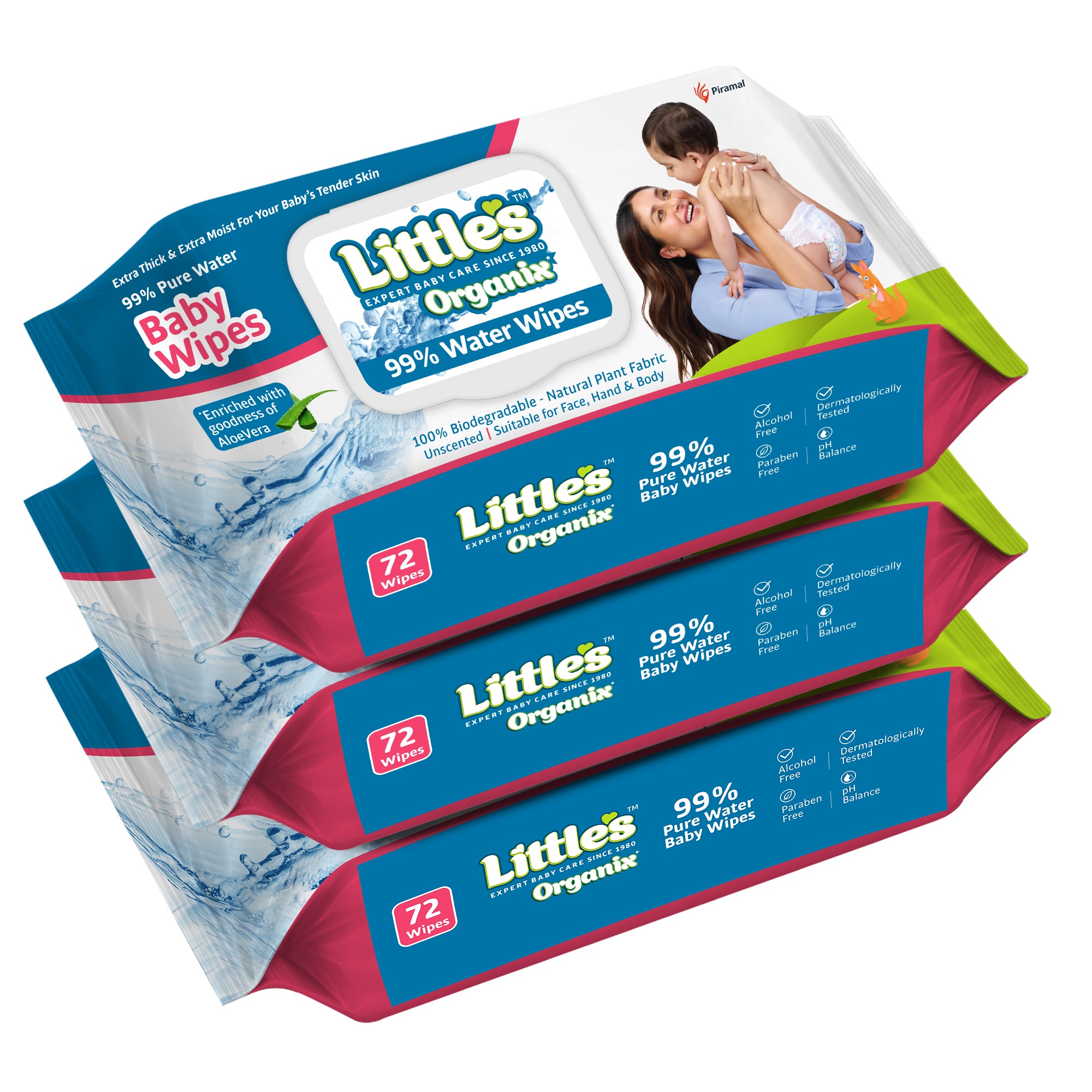 Littles organix baby wipes pack of 3
