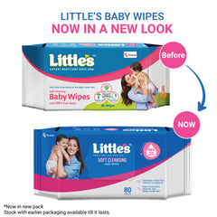 Little's Soft Cleansing Baby Wipes | Contains Aloe Vera & Jojoba Oil -80 wipes