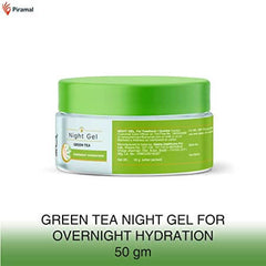 Lacto Calamine Green Tea Night Gel Moisturizer For Women | Night Cream For Oily Skin with Niacinamide & Glycolic Acid | Lightens Skin Tone & Overnight Hydration | Anti- Aging | 50g