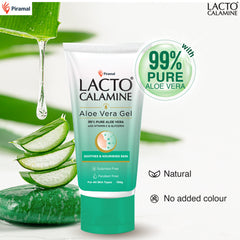 Lacto Calamine Aloe Vera Gel For Face | Moisturizer For Face With 99% Pure Natural AloeVera, Vitamin E & Glycerin For Hydrating Skin, Body & Hair | No Parabens & Sulphates