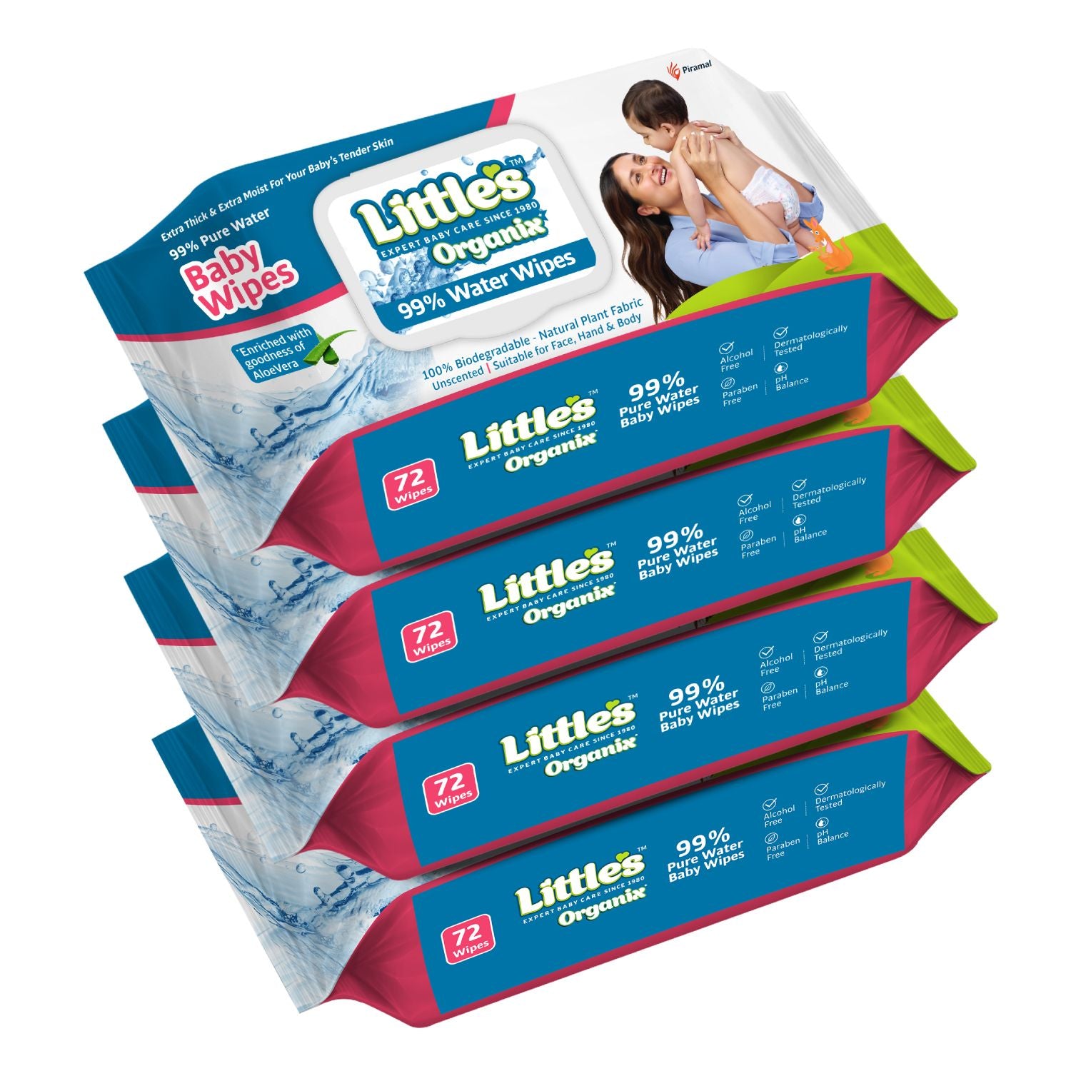 Littles organix baby wipes pack of 4