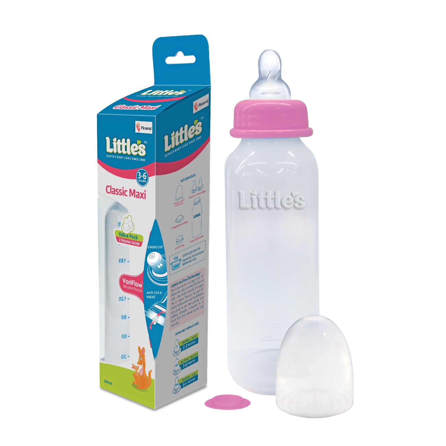 Littles Feeding Bottle Classic Maxi Pink