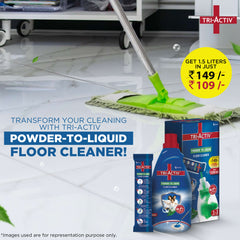 Tri-Activ Powder to Liquid Floor Cleaner | Makes 1500ml Floor Cleaning Liquid | Disinfectant Surface & Floor Cleaner Liquid | Suitable for All Floor Cleaner Mops | Kills 99.9% Germs - Neem