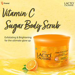 Lacto Calamine Vitamin C Sugar Body Scrub | 200 g | Gentle Body Exfoliator | Body Scrub for Healthy & Glowing Clear Skin | Vitamin C, Sugar & Grape Seed Extract Removes Tan & Dead Skin Cells