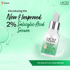 Lacto Calamine 2% Salicylic Acid Serum | Face Serum For Acne, Blackheads, Oil control & Open Pores | Serum For Clear Skin | Dermatologically Tested & Fragrance Free | 30ml