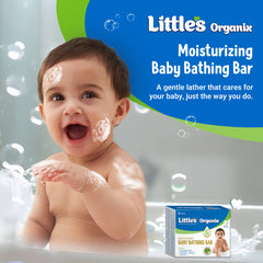 Little's Organix Moisturizing Baby Bathing Bar | Skin Balanced pH 5.5 | 75g | 100% Soap Free & Tear Free Newborn Baby Soap | Shea Butter, Aloe & Neem | Hypoallergenic & Dermatologically Tested