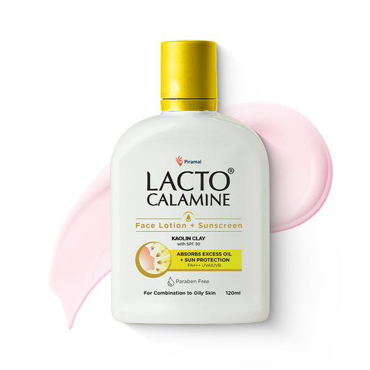 Lacto Calamine Face Lotion + Sunscreen | SPF 30 | UVA + UVB PA+++ | With Kaolin Clay & Zinc Oxide | Controls Excess Oil | Lightweight | For Oily Skin | For Women |