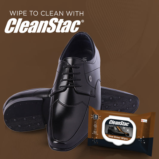 Shoe Shiner Wipes for Formal Shoes 25 Wipes - CleanStac