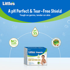 Little's Organix Moisturizing Baby Bathing Bar | Skin Balanced pH 5.5 | 75g | 100% Soap Free & Tear Free Newborn Baby Soap | Shea Butter, Aloe & Neem | Hypoallergenic & Dermatologically Tested