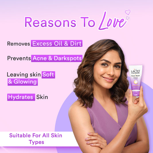 Lacto Calamine Face Wash For Oily Skin | Kaolin Clay, Niacinamide & Vitamin E | Facewash Reduces Excess Oil, Controls Pimples, Blackheads & Whiteheads | 100ml