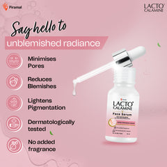 Lacto Calamine 10% Niacinamide Face Serum | 30ml | Pore Minimizing, Acne Marks, Blemishes & Oil Balancing,Reduces Pigmentation | Dermatologically Tested & Fragrance Free | 30ml