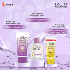 Lacto Calamine Kaolin Clay Combo Kit for Women | Combo of 3 Essentials for Matte Face | Facewash, Face Lotion & Sunscreen| For Oily Skin