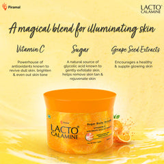 Lacto Calamine Vitamin C Sugar Body Scrub | 200 g | Gentle Body Exfoliator | Body Scrub for Healthy & Glowing Clear Skin | Vitamin C, Sugar & Grape Seed Extract Removes Tan & Dead Skin Cells