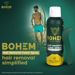 BOHEM Hair Removal Spray for Men with Thick foam for Back, Chest, Legs, Arms, Under Arms & Intimate Areas  - 200g