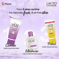 Lacto Calamine Kaolin Clay Combo Kit for Women | Combo of 3 Essentials for Matte Face | Facewash, Face Lotion & Sunscreen| For Oily Skin