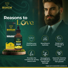 BOHEM Beard Growth Oil | Nourishing Beard Oil for Men, Get Softer & Healthier hair | 15 Natural Oils & Vitamin E |  Dermatologically Certified Safe for All Skin Types | 50ml