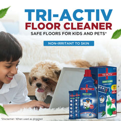 Tri-Activ Powder to Liquid Floor Cleaner | Makes 1500ml Floor Cleaning Liquid | Disinfectant Surface & Floor Cleaner Liquid | Suitable for All Floor Cleaner Mops | Kills 99.9% Germs - Neem