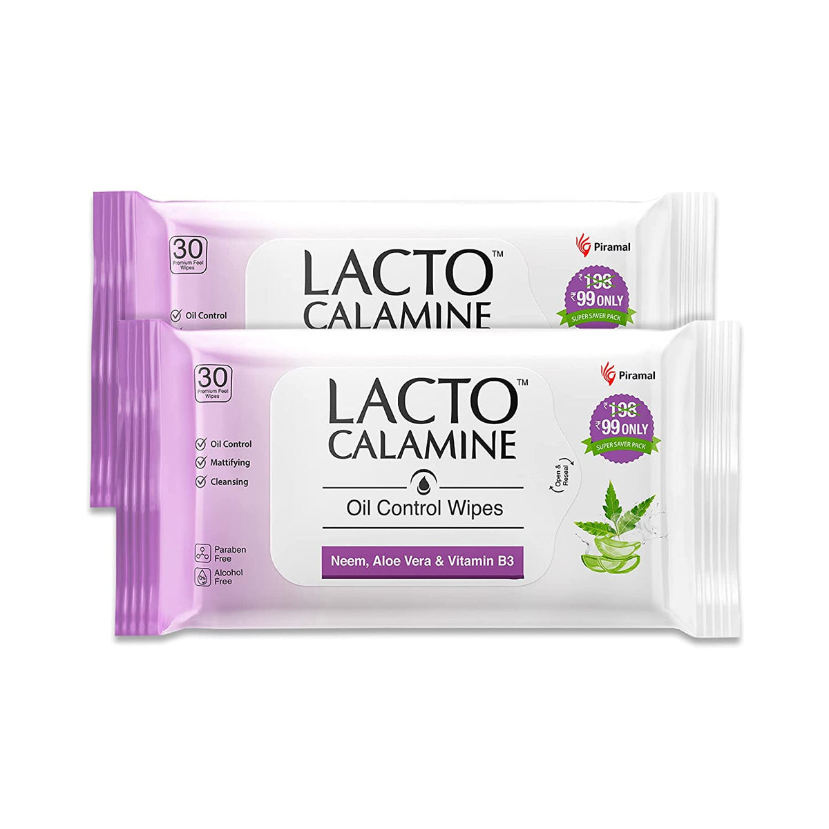 Lacto Calamine Oil Control Wipes  (Pack of 3 - 30*3)