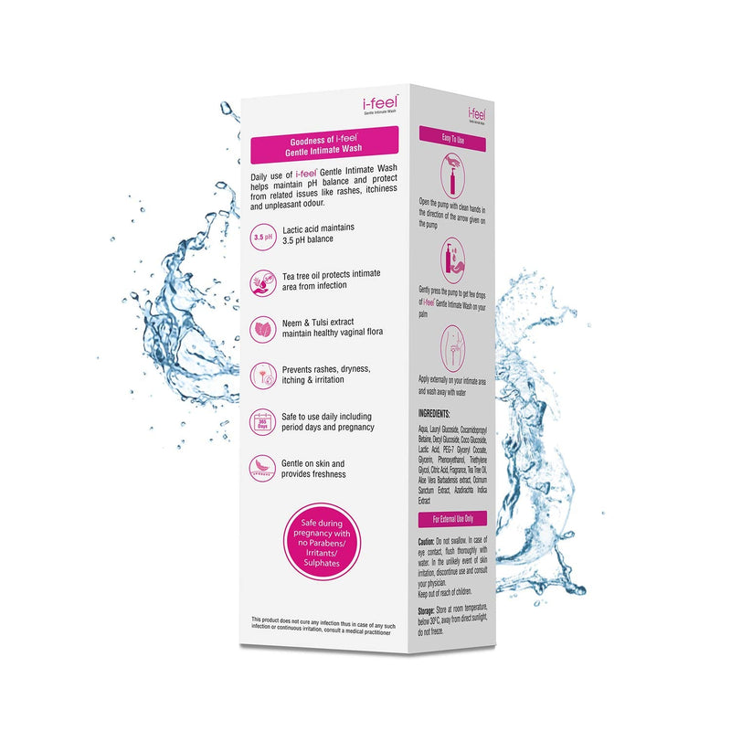 i-feel Gentle Intimate Wash | Contains Tea-Tree Oil, Neem, Tulsi & Aloevera Extracts, 100ml Buy 1 Get 1 Free