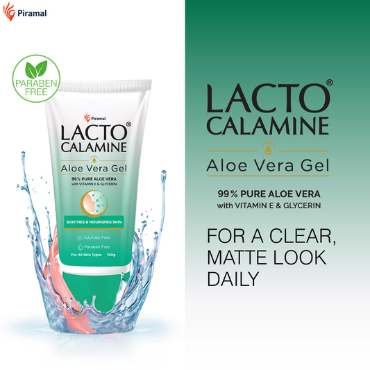 Lacto Calamine Aloe Vera Gel For Face | Moisturizer For Face With 99% Pure Natural AloeVera, Vitamin E & Glycerin For Hydrating Skin, Body & Hair | No Parabens & Sulphates