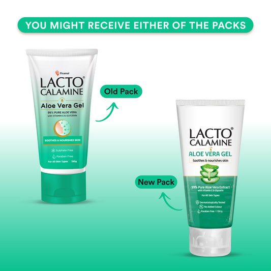 Lacto Calamine Aloe Vera Gel For Face | Moisturizer For Face With 99% Pure Natural AloeVera, Vitamin E & Glycerin For Hydrating Skin, Body & Hair | No Parabens & Sulphates