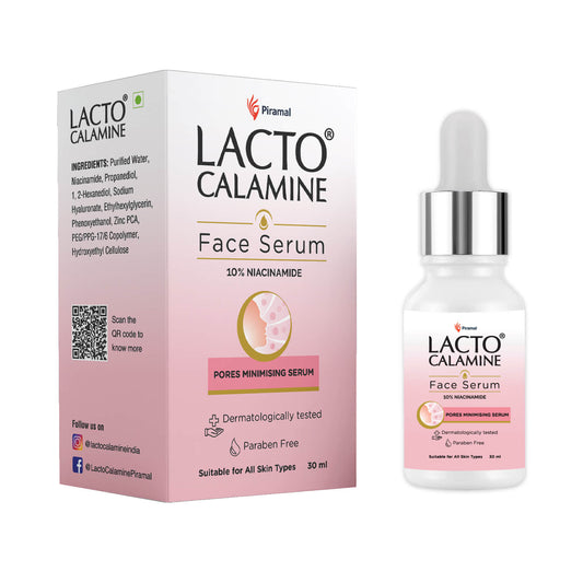 Lacto Calamine 10% Niacinamide Face Serum | 30ml | Pore Minimizing, Acne Marks, Blemishes & Oil Balancing,Reduces Pigmentation | Dermatologically Tested & Fragrance Free | 30ml