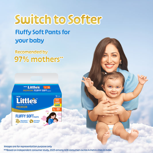 Little's Comfy Baby Diaper Pants - Premium | Baby Diapers with 12 hours Absorption & Wetness Indicators