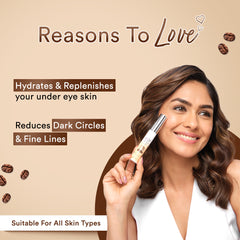 Lacto Calamine Under Eye Cream For Dark Circles for Women & Men | Fine Lines & Puffy Eyes With Cooling Massage Roller | With Coffee Oil, Multi-Peptides, Niacinamide, & Vitamin E | 15g