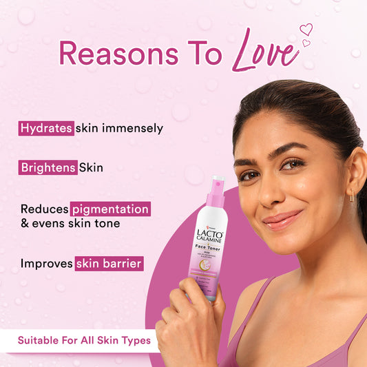 Lacto Calamine Rose Water Toner For Glowing Skin | Gulab Jal Face Toner | Rosewater with Aloe Vera & 2% Niacinamide | Cleanses, Hydrates & Moisturises Skin | No Sulphate, Alcohol, & Parabens | 120ml