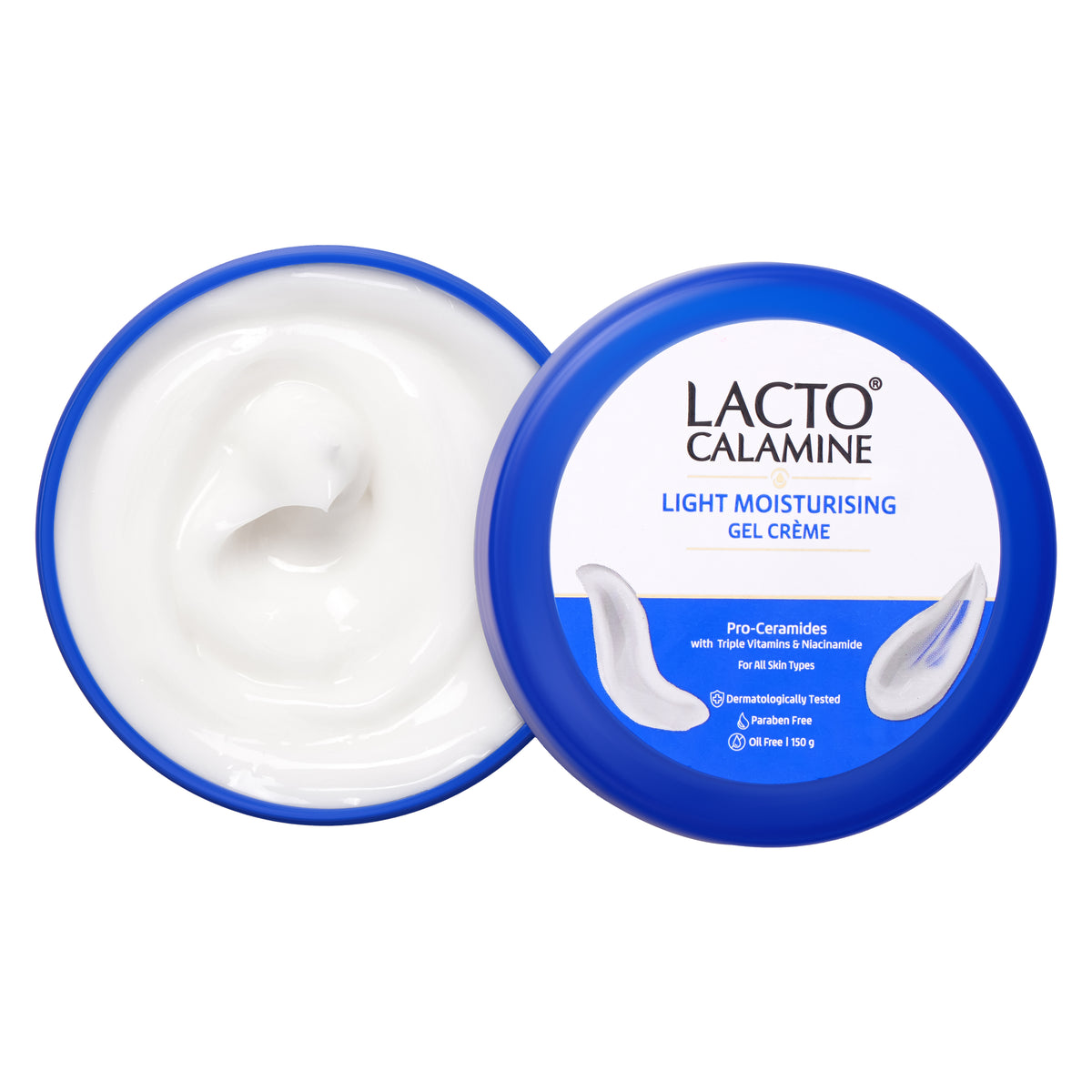 Lacto Calamine Light Moisturizer Gel Crème | 150g | Face Moisturiser for Oily Skin | Moisturizer Cream with Pro Ceramides, Niacinamide & Triple Vitamins - Vitamin C, E & B5 | Dermatologically Tested