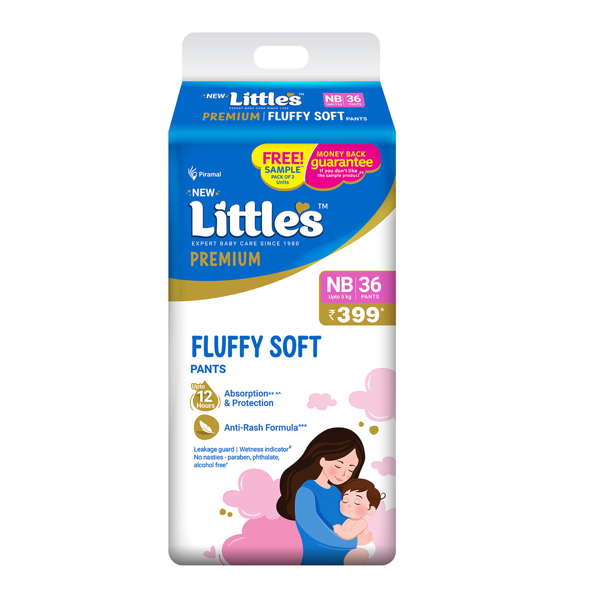 Little's Baby Diaper Pants Style | Pack of 1 | Fluffy Soft Baby Diapers | Fluffy Soft Belt | 12 Hours Absorption | Anti-Rash Formula | ADL Technology | Wetness Indicator | Leakage Guard | No Nasties