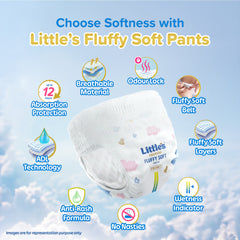 Little's Baby Diaper Pants Style | Pack of 1 | Fluffy Soft Baby Diapers | Fluffy Soft Belt | 12 Hours Absorption | Anti-Rash Formula | ADL Technology | Wetness Indicator | Leakage Guard | No Nasties