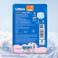 Little's Baby Diaper Pants Style | Pack of 1 | Fluffy Soft Baby Diapers | Fluffy Soft Belt | 12 Hours Absorption | Anti-Rash Formula | ADL Technology | Wetness Indicator | Leakage Guard | No Nasties