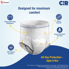 CIR Classic Adult Diaper Pants Style | Adult Diapers | 8 hour Absorption Protection | Unisex with Odour Control & Cotton Soft Feel