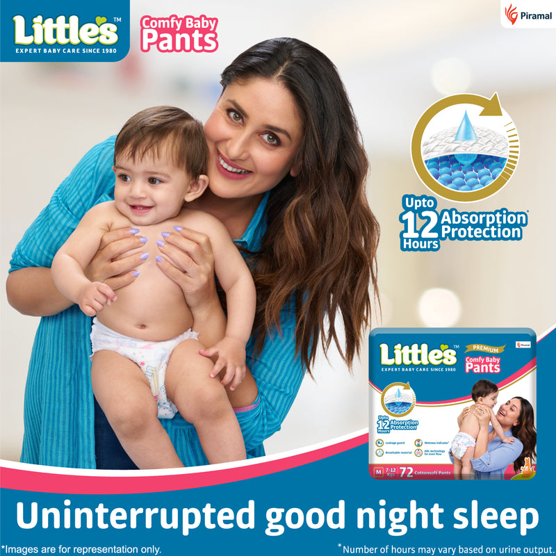 Little's Care Package (Little's Comfy Baby Pants | Medium I Superjumbo Pack of 1, Little's Soft Cleansing Baby Wipes Lid Pack of 1, Little's Organix Gentle Baby Liquid Detergent | Contains Organic Aloevera & Neem Extract-400gm)