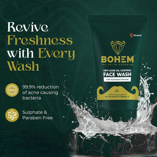 Anti Acne Oil Control Facewash | Activated Charcoal | Bohem