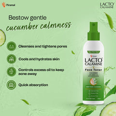 Lacto Calamine Face Toner With Cucumber | Deep Pore Cleansing | Open Pores Tightening with Green Tea & Niacinamide For Cool & Hydrated Skin | No Sulphate, No Alcohol, No Parabens | 120ml