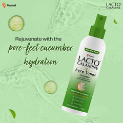 Lacto Calamine Face Toner With Cucumber | Deep Pore Cleansing | Open Pores Tightening with Green Tea & Niacinamide For Cool & Hydrated Skin | No Sulphate, No Alcohol, No Parabens | 120ml