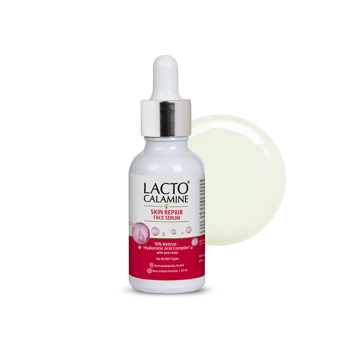 Lacto Calamine Skin Repair Retinol Face Serum | 30ml | 10% Retinol + Hyaluronic Acid Serum for Face | Gotu Kola | Oily Skin | Dermatologically Tested