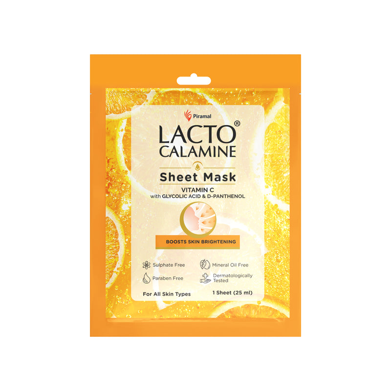 Lacto Calamine Face Sheet Masks | Combo Pack | Vitamin C, Hyaluronic Acid & Green Tea Face Sheet Masks | Brightening, Hydrating & Clarifiying |