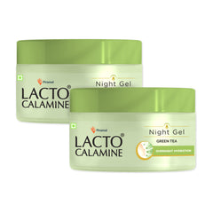 Lacto Calamine Green Tea Night Gel Moisturizer For Women | Night Cream For Oily Skin with Niacinamide & Glycolic Acid | Lightens Skin Tone & Overnight Hydration | Anti- Aging | 50g