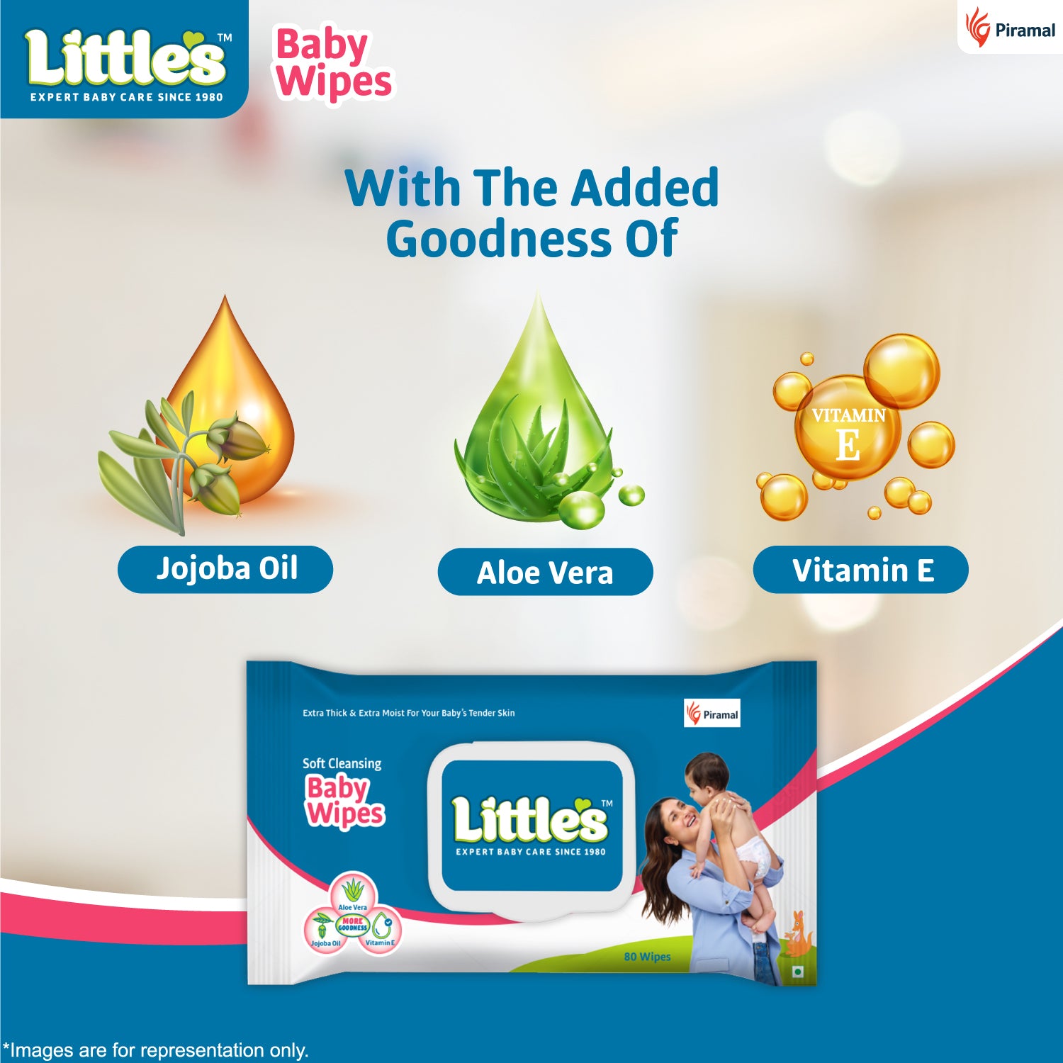 Little's Happy Baby Combo ( Little's Comfy Baby Pants | Medium I Superjumbo Pack of 1, Little's Soft Cleansing Baby Wipes Lid Pack of 1 | Contains Aloe Vera & Jojoba Oil -80 Wipes, Little's Organix Nourishing Baby Lotion (400 ml - Pump Pack)