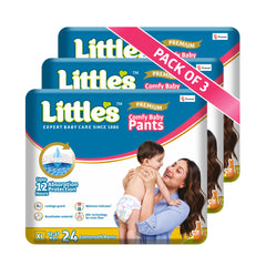 Little's Baby Pants Diapers with Wetness Indicator & 12 Hours Absorption, cottonsoft pants diaper EXTRA LARGE XL pack of 3