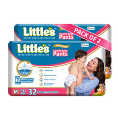 Little's Baby Pants Diapers with Wetness Indicator & 12 Hours Absorption, cottonsoft pants diaper medium pack of 2